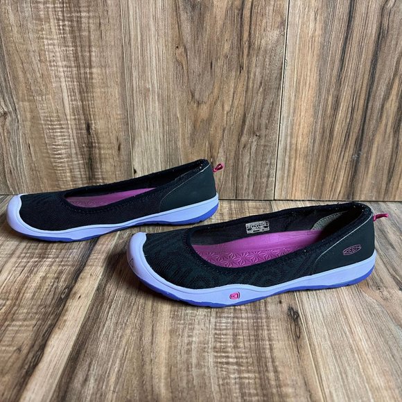 Keen Big Kids Moxie Flat Shoes Black Liberty Purple Slip On Mesh 1016339 Size 5 - Picture 3 of 8